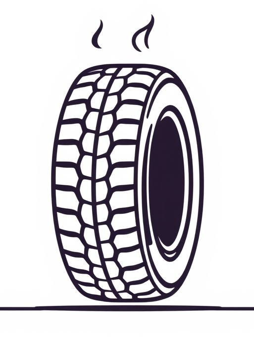 Simple line icon of a hot tire proof, representing tire durability.