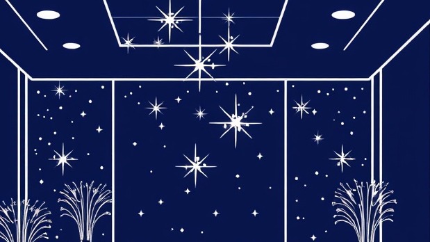 Simple line icon of a sparkle, showcasing showroom shine.