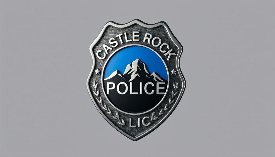 Castle Rock Police badge emblem with mountain silhouette.