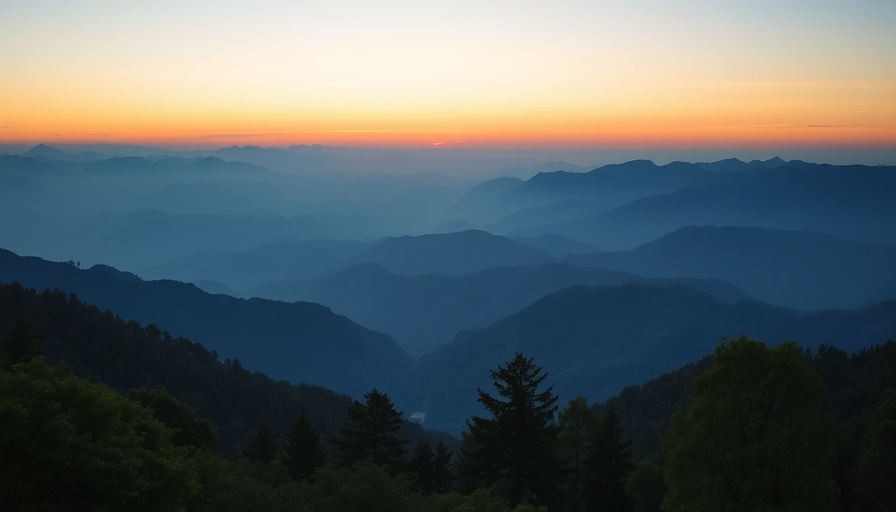 Southern Colorado Road Trip scenic view with misty mountain peaks at sunset.