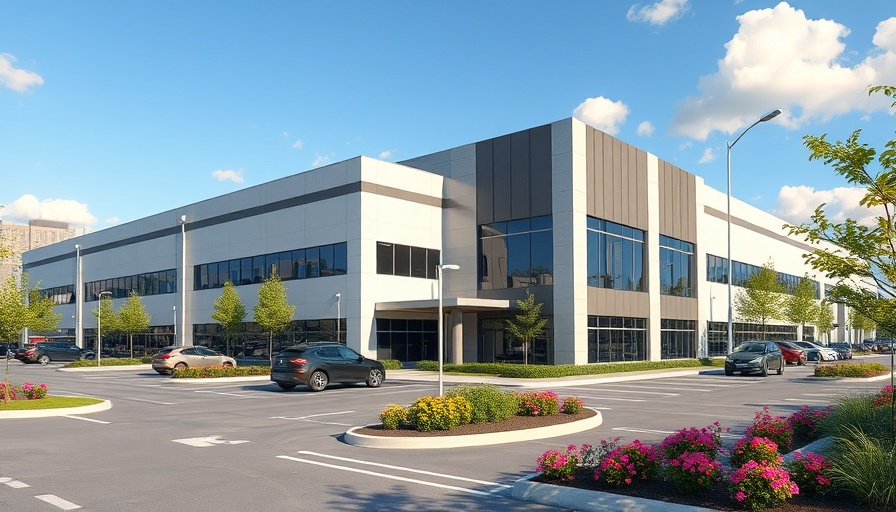VanTrust Colorado Industrial Development modern building with parking.