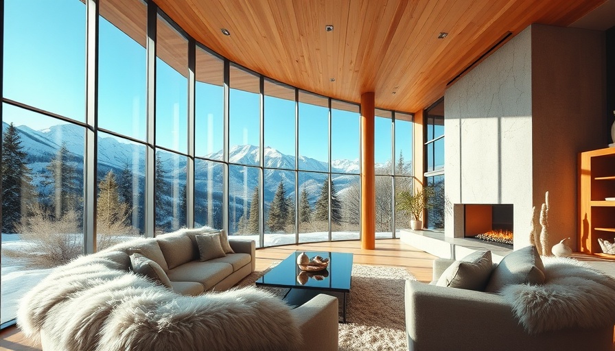 Luxurious living room in Vail Valley real estate with mountain view