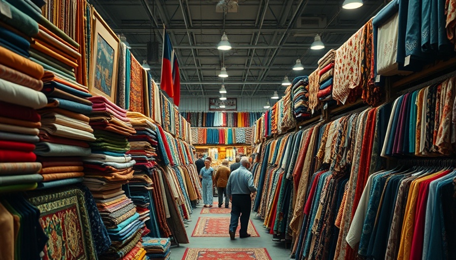 Joann fabric store auction scene, colorful textiles on display.