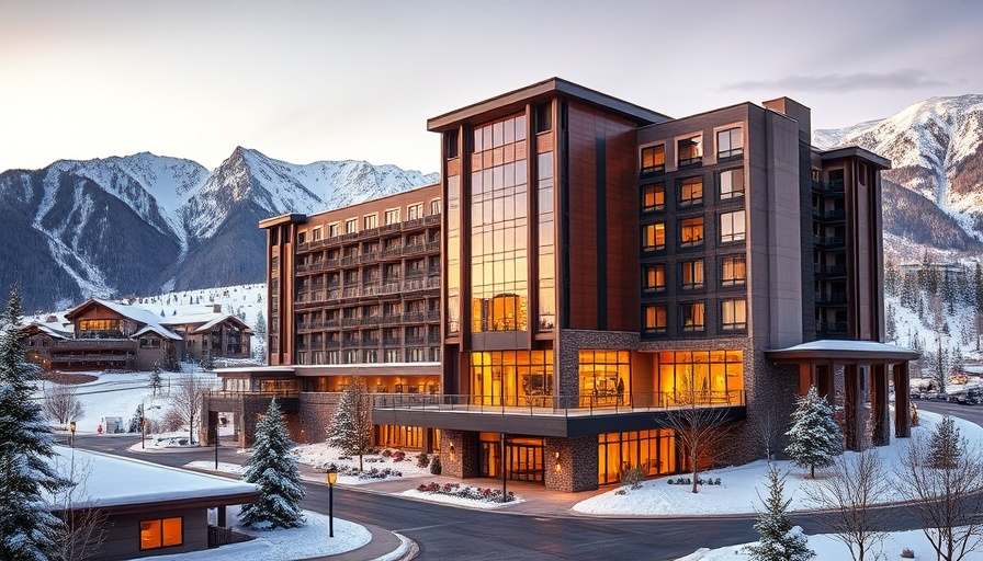 Luxury Snowmass resort with modern architecture and snowy landscape.