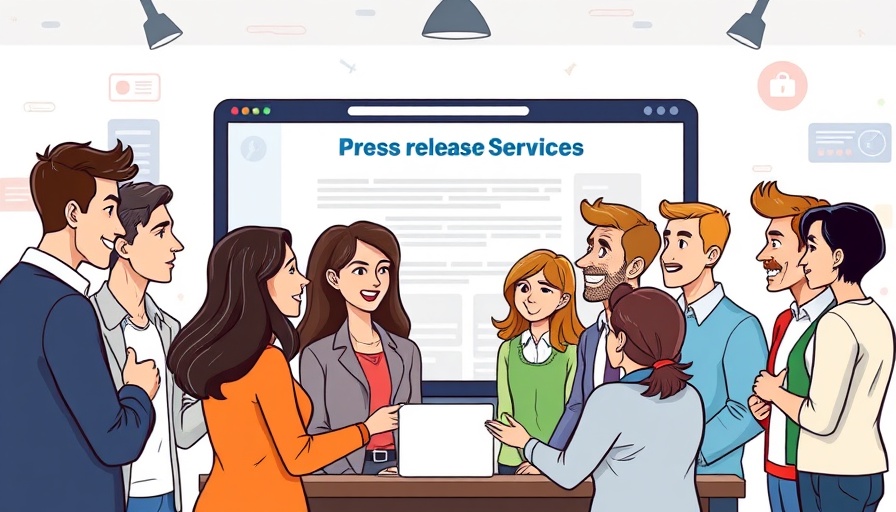 Illustration of diverse group discussing local news sharing service