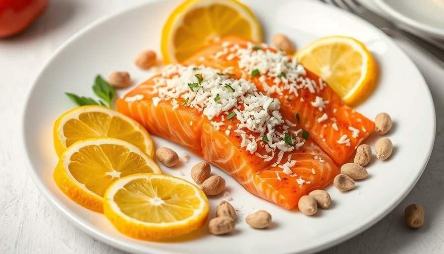 Coconut-Chile Salmon Recipe with citrus slices.