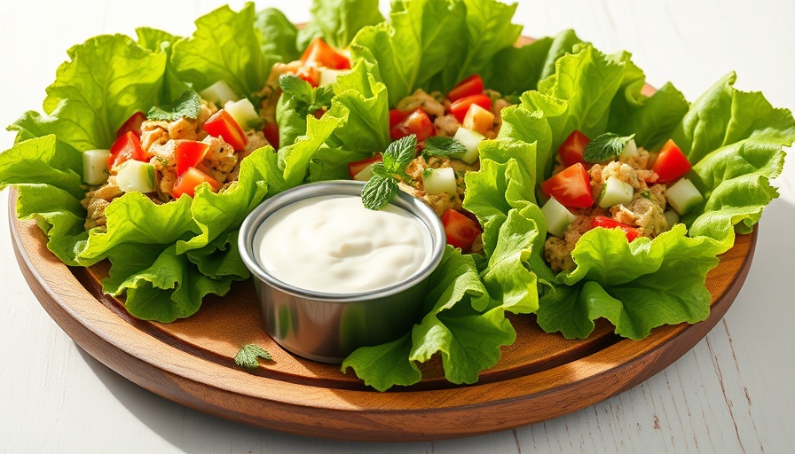 Sheet pan chicken shawarma lettuce bundles with sauce.