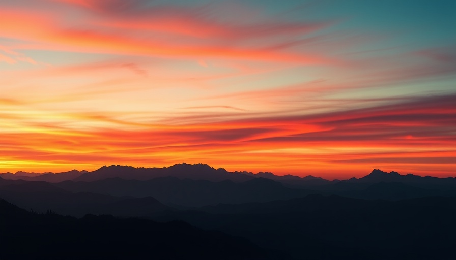Vibrant sunset over mountainous landscape for National Parks Week and Earth Day Activities.