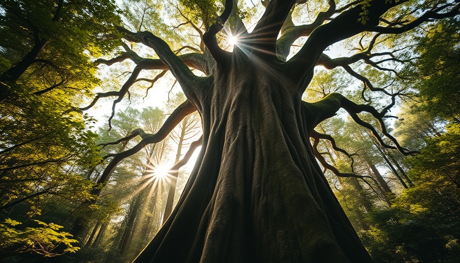 Majestic tree in a lush forest symbolizing healing through nature in healthcare.