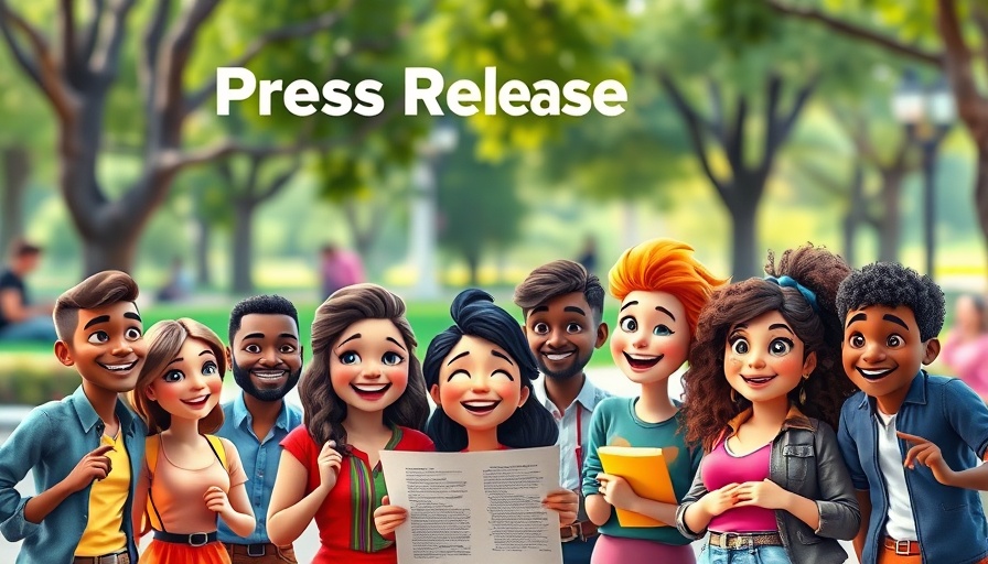 Colorful animated group promoting effective news sharing service.
