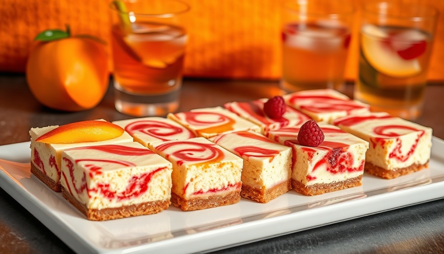 Bon Appétit May 2025 recipes: Swirled cheesecake bars on platter.