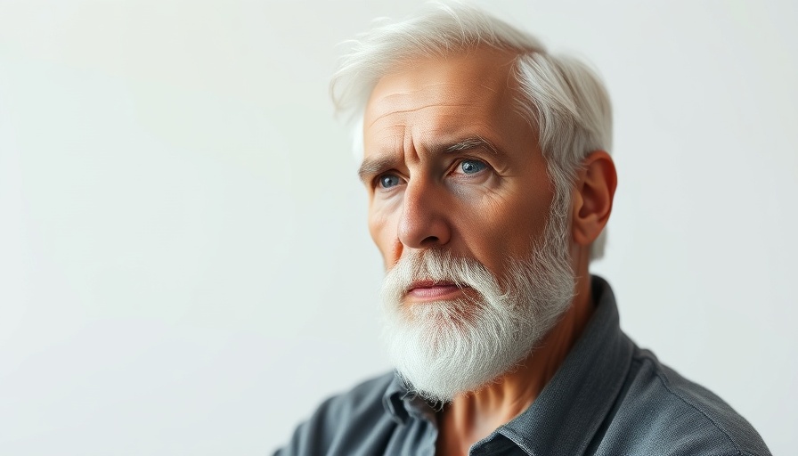 Elderly man posed in a contemplative expression, soft lighting.