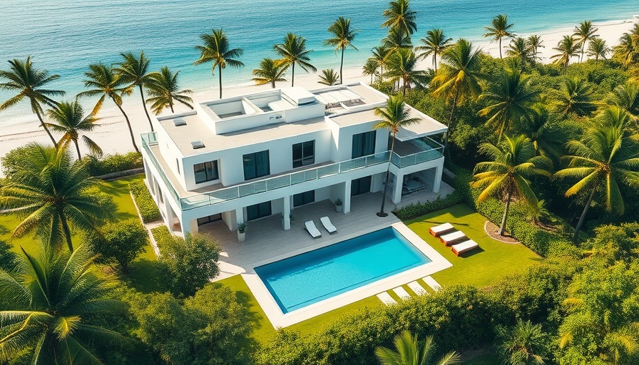 Luxurious Palm Beach mansion surrounded by lush greenery and palm trees, highlighting real estate sales.