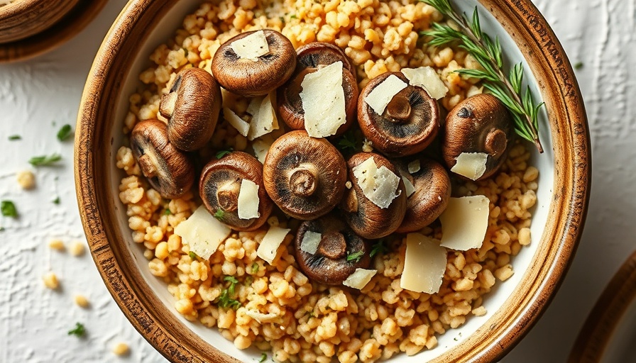 Butter-Basted Mushrooms Recipe with grains and herbs.