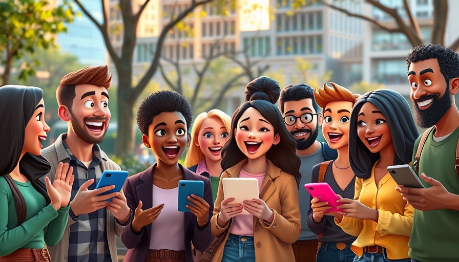 Cartoon group discussing community news.