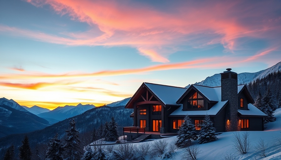 Luxury home in Vail Valley real estate market with mountain view at sunset.