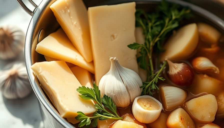 Cooking with Parmesan rinds and herbs in a pot