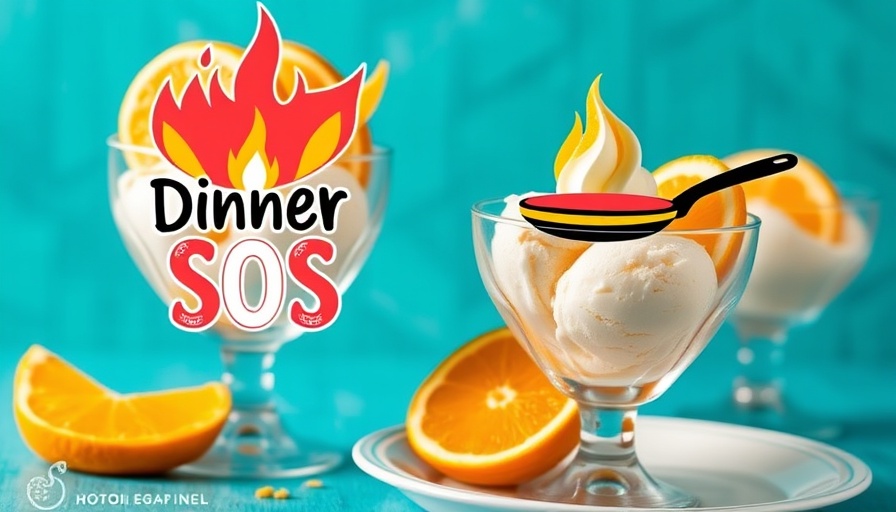 Vibrant dessert with oranges and ice cream, Dinner Party Menu Recipes.