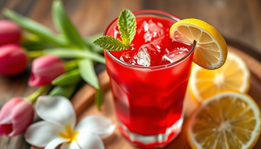 Healthy seasonal recipes: vibrant red iced drink with mint.