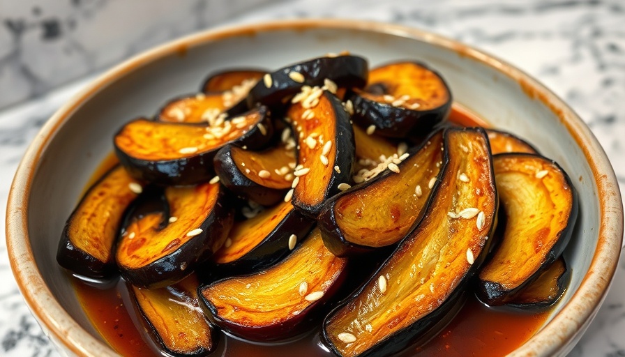 Flavorful unique eggplant recipe served with rice.