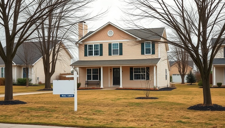 Beige house with real estate sign in Pueblo real estate market.