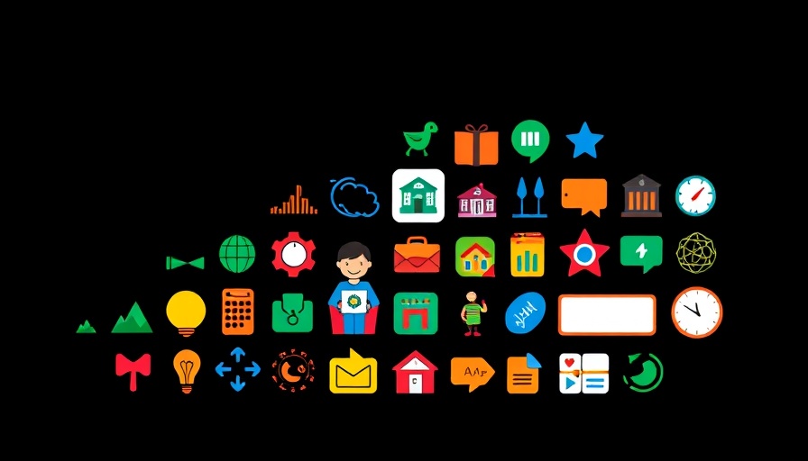 Colorful icons in vertical format on black background
