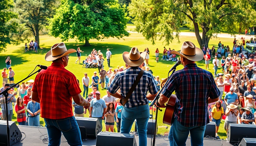 Live music concert in Pueblo, Colorado park with audience.