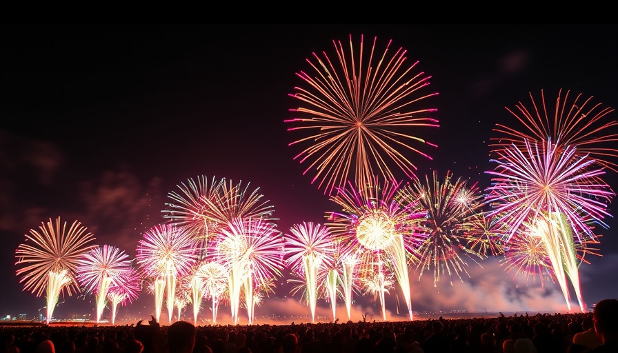 Castle Rock July 4th fireworks show illuminating the night sky.