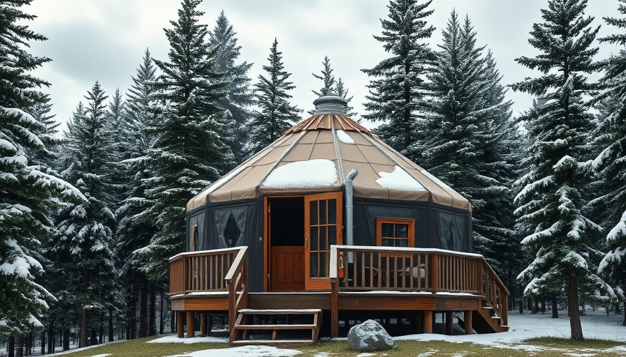 Cozy yurt at Colorado state park with snowy pine trees