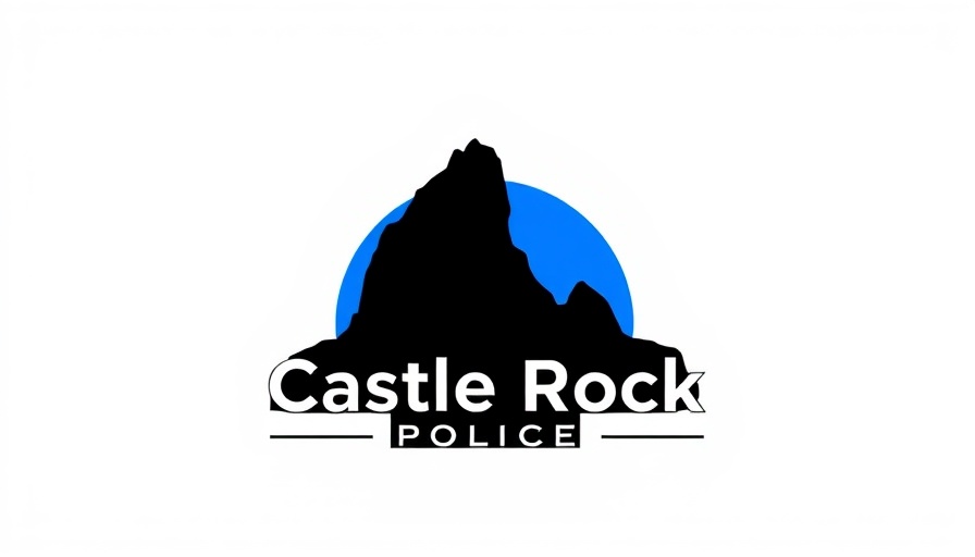 Castle Rock Police logo, iconic silhouette under blue arch.