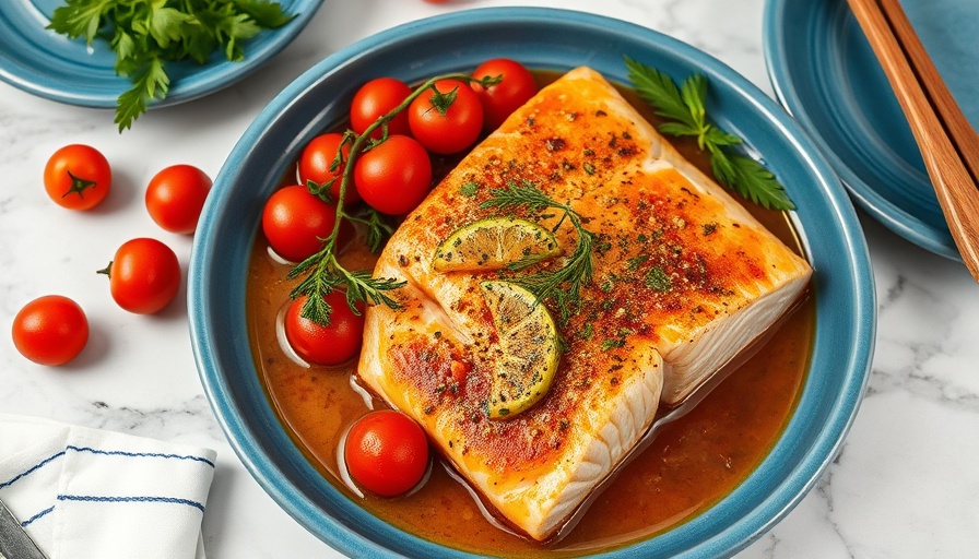 August Summer Recipes: Vibrant salmon and tomato dish.