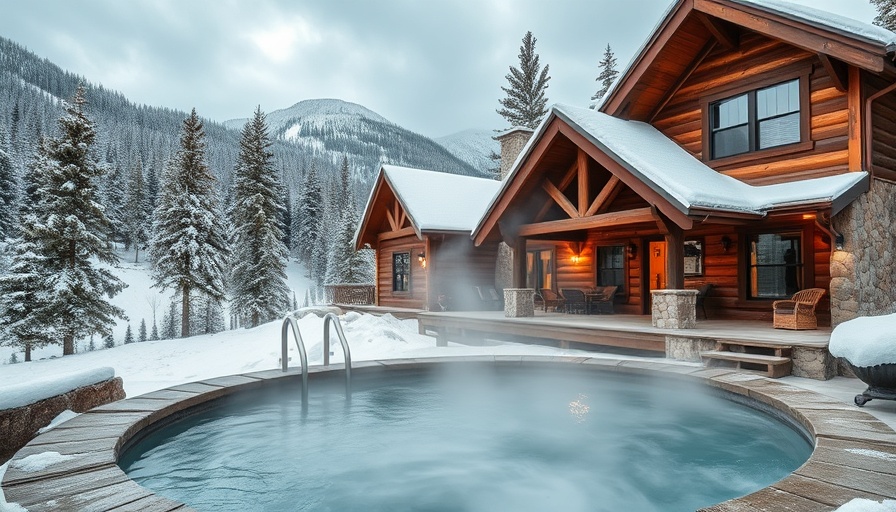 Tranquil hot springs near Buena Vista with snowy mountain backdrop.