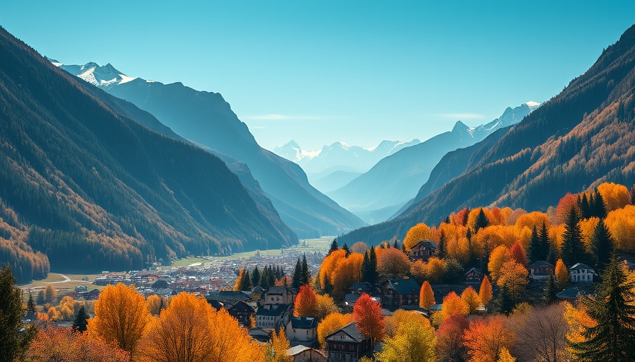 Pagosa Springs landscape with autumn foliage and mountains.