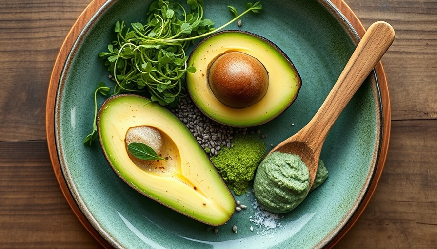 Healthy foods on a rustic plate for diet and skin health.