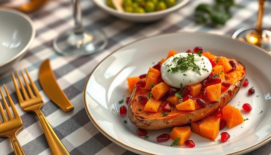 Exquisite gourmet sweet potato recipes on striped tablecloth.