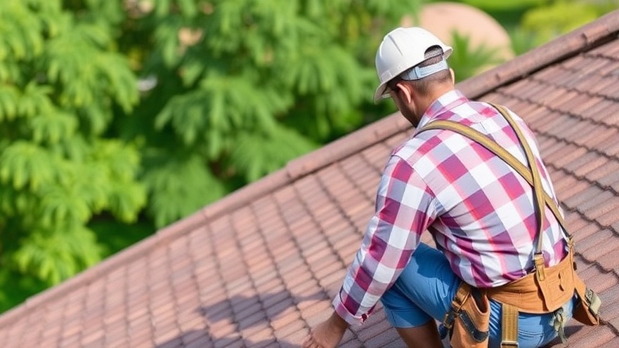 Roofer inspecting a roof for damage and maintenance needs.