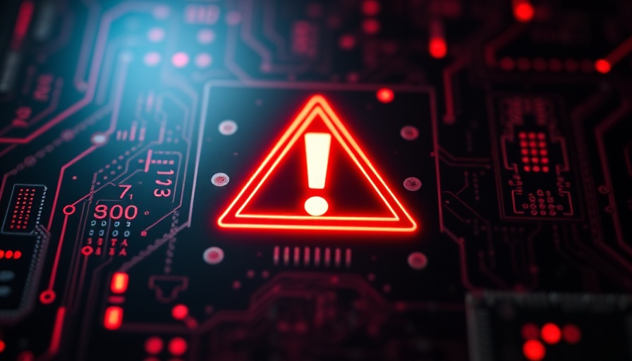 Digital warning symbol highlighting quantum computing risks.