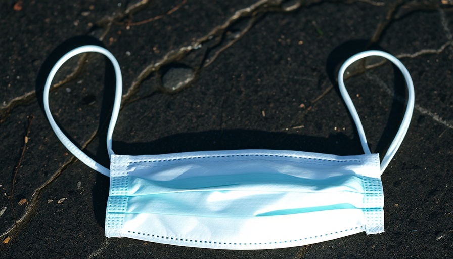 Biodegradable plastic face mask on stone, healthcare sustainability focus.