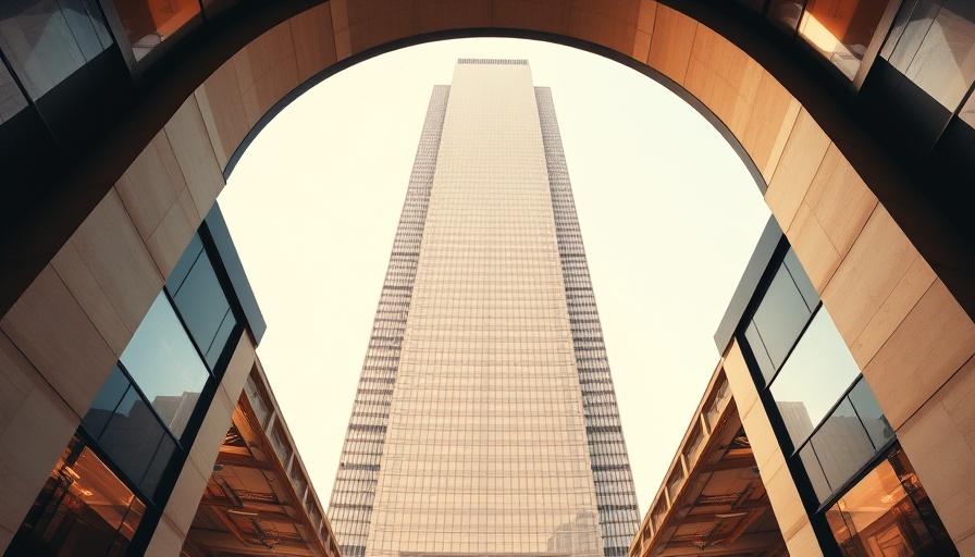 Impressive skyscraper in architectural archway representing Hong Kong IPO Boom