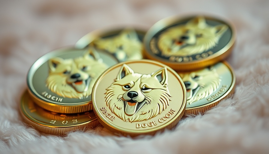 Shiny Dogecoin tokens; ALGO NEAR and ICP Mining concept.