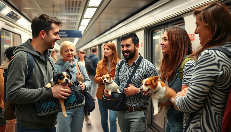 Group discussing at subway with pet carrier, TfL cat travel controversy context.