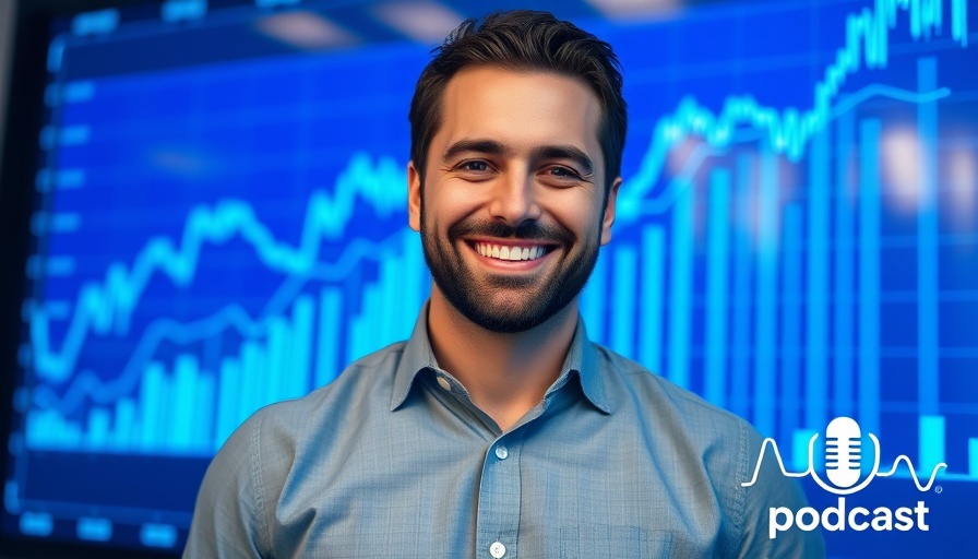 Portrait of a man in front of financial charts, symbolizing housing market resilience in 2025.