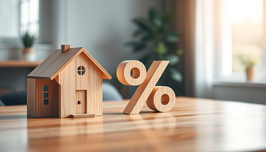 Wooden house models with percentage symbol representing mortgage rate adjustments in UK.