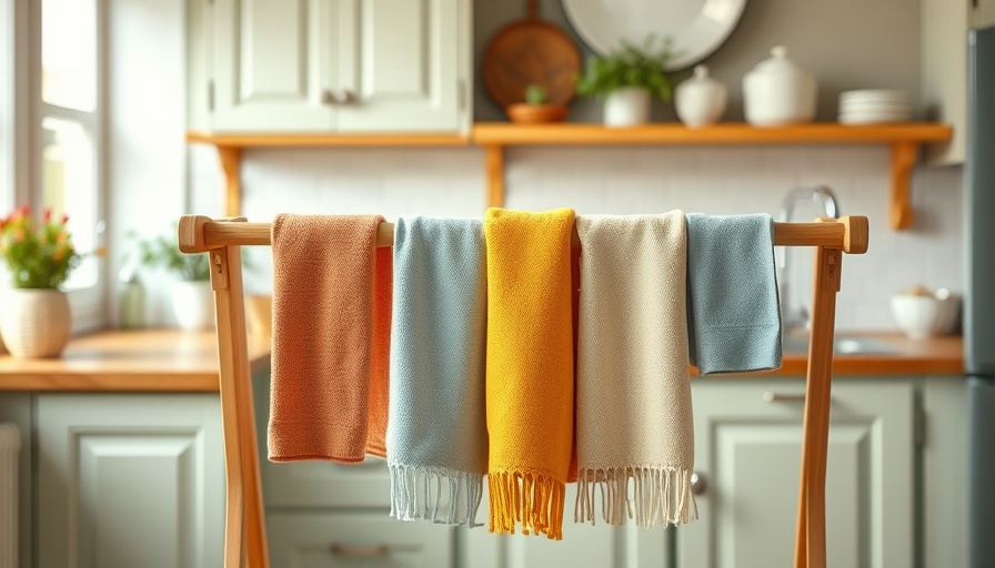 Wooden drying rack in kitchen for drying laundry, rustic setting.