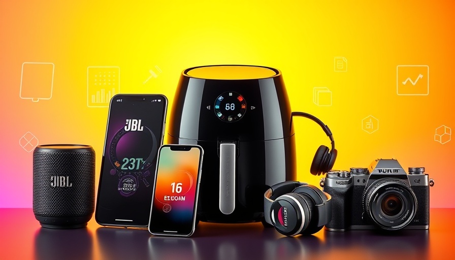 Amazon Prime Day discounts on tech gadgets, vibrant display.