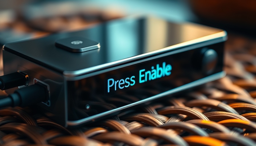 Modern electronic device with 'Press Enable' display, smart home tech.