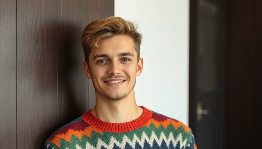 Portrait of man in zigzag sweater advocating Justice for Hanif Redwood.
