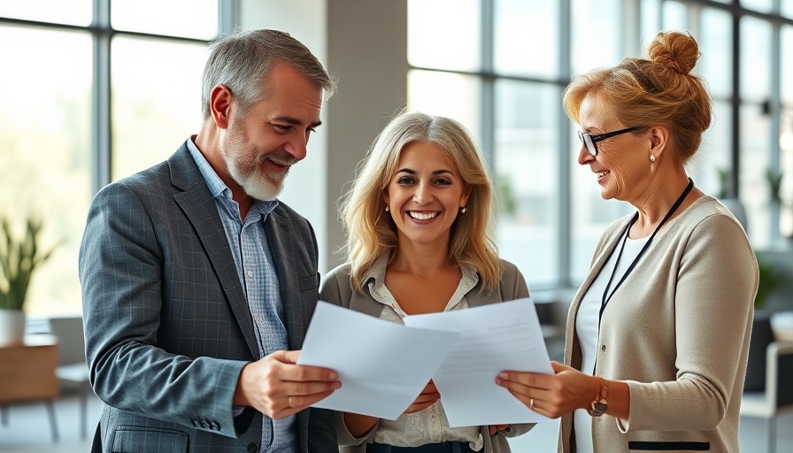 Middle-aged couple discussing five-year fixed rate mortgages with a professional.