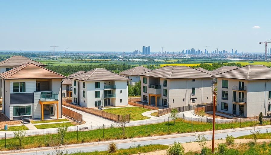 Affordable housing on new build estates with houses in construction.