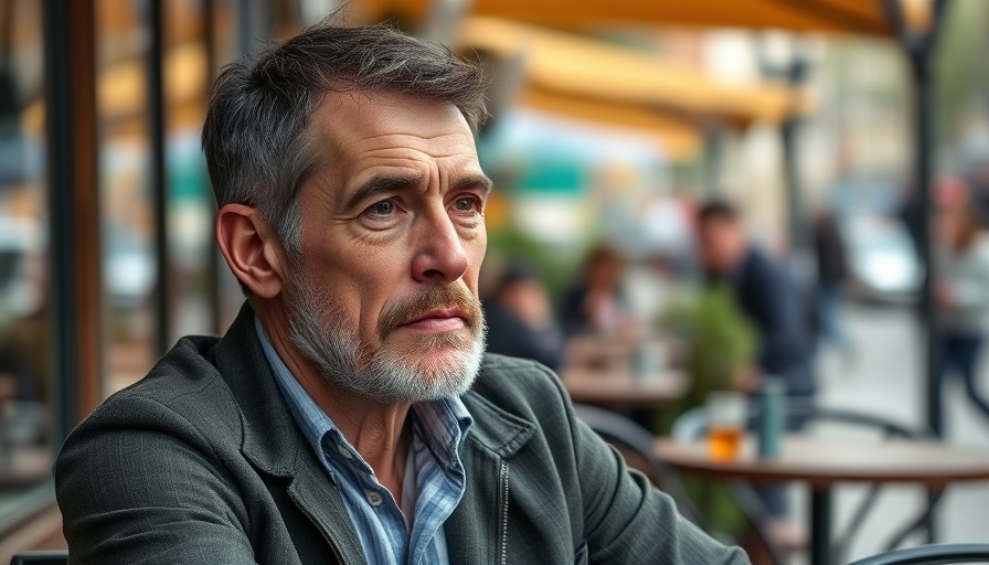 Middle-aged man relaxing in urban cafe, representing easier UK property purchases.